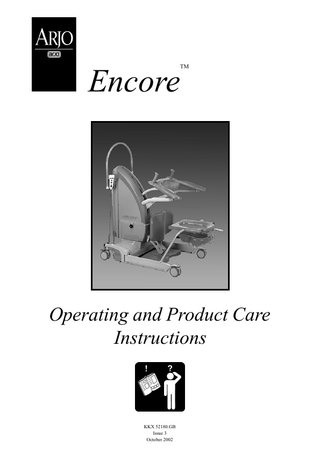 Encore  TM  Operating and Product Care Instructions  KKX 52180.GB KKX 52180.GB/2 Issue 3 Aug 2000 October 2002  