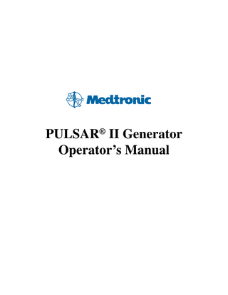 PULSAR II Generator Operators Manual Rev C Jan 2012