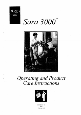 ARJO Sara 3000 Operating and Product Care Instructions Issue 2