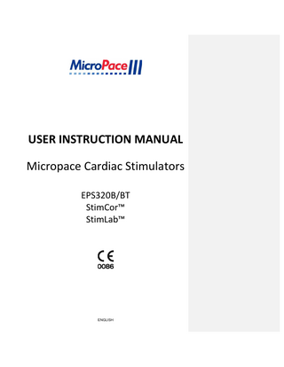EPS320B and BT Cardiac Simulator User Instruction Manual sw ver 4.0