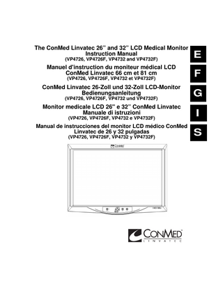 26” and 32” series LCD Medical Monitor Instruction Manual Rev AC March 2014