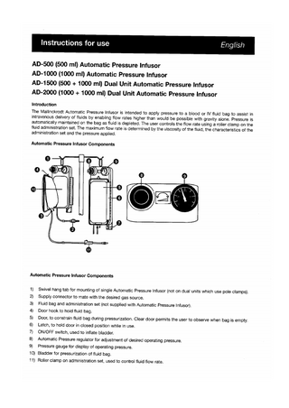 Alto Dean AD Series Pressure Infusor Instructions for Use