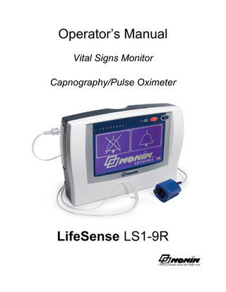 Operator’s Manual Vital Signs Monitor Capnography/Pulse Oximeter  LifeSense LS1-9R  