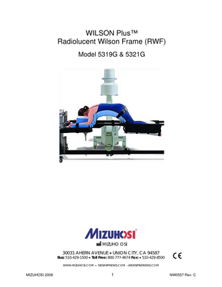 WILSON PLUS Model 5319 and 21G Radiolucent Frame User Guide Rev C