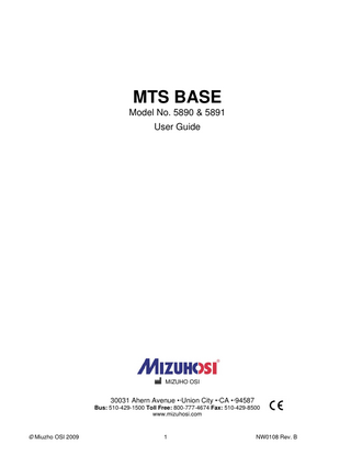 Model 5890 and 91 MTS BASE User Guide Rev B