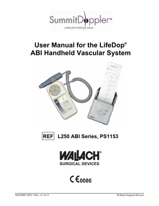 LifeDop ABI Handheld Vascular System User Manual Rev A April 2013