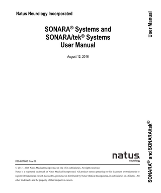 SONARA and SONARA-tek Systems User Manual Rev 09 Aug 2016