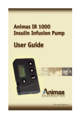 Animas IR1000 User Guide Rev F