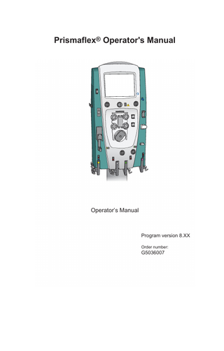 Prismaflex Operators Manual sw ver 8.xx April 2015