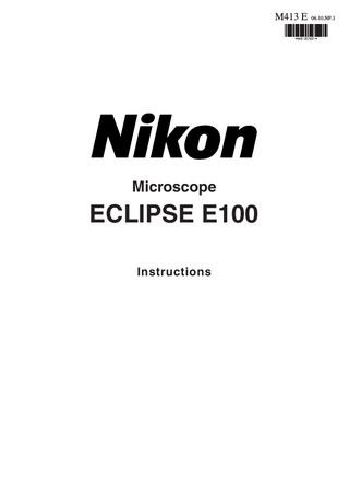 ECLIPSE E100 Instructions June 2006