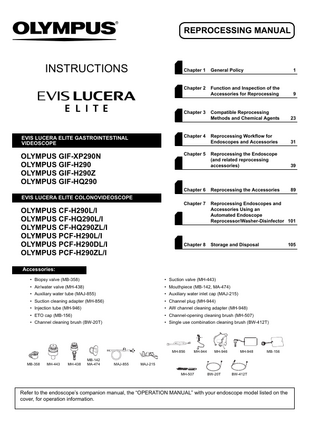 GIF-Series  EVIS LUCERA ELITE GASTROINTESTINAL and PCF-series COLONOVIDEOSCOPE Reprocessing Manual Nov 2015
