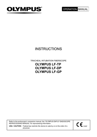 LF-TP, DP and GP series TRACHEAL INTUBATION FIBERSCOPE  Operational Manual Feb 2007