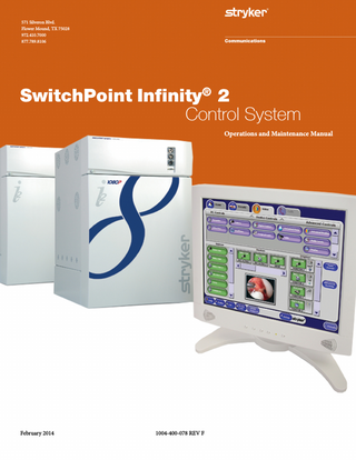 SwitchPoint Infinity 2 Router and Control System Operations and Maintenance Manual Rev F Feb 2014