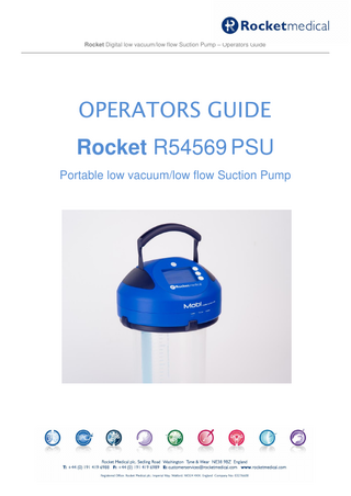 Rocket Digital low vacuum/low flow Suction Pump – Operators Guide  OPERATORS GUIDE Rocket R54569 PSU Portable low vacuum/low flow Suction Pump  