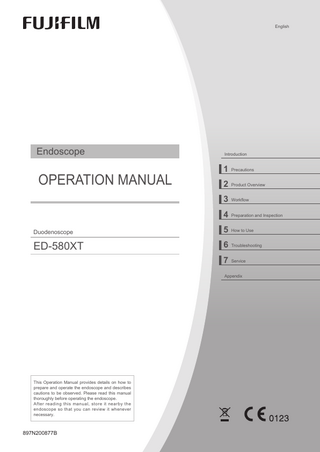 ED-580XT Duodenscope Operation Manual Sept 2020