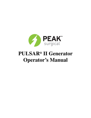 Pulsar II Generator Operators Manual Rev B Aug 2011