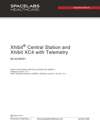 Xhibit Central Station and Telemetry System Operations Manual Rev J Jan 2022