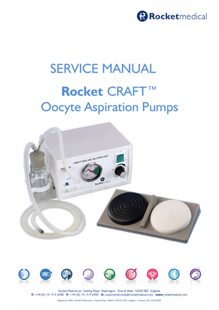 RocketCraft Oocyte Aspiration Pumps Service Manual Rev 7 Aug 2014