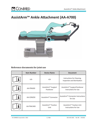 AssistArm Knee Attachment AA-K600 Instructions for Use  Rev AB July 2022
