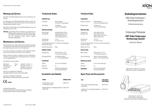 Endoscope Preheater Instruction Manual