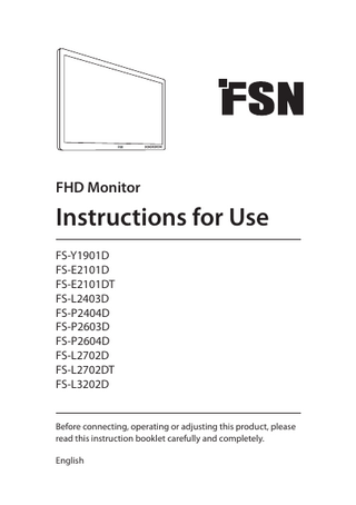 FSN Medical Monitor FHD Model FS Series  Instructions for Use Aug 2021