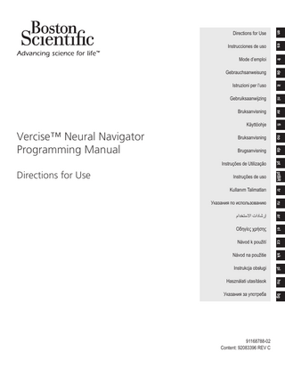 Vercise Neural Navigator 2 Programming Manual Directions for Use Rev C Sept 2018