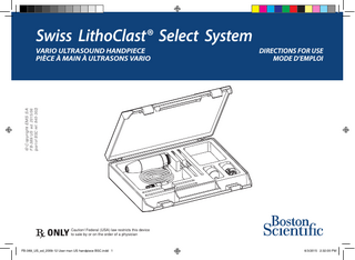 LithoClast Select System VARIO Handpiece Directions for Use June 2015
