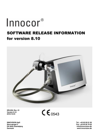 Inncor Software Release Information ver 8.10 
