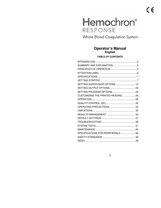 Hemochron Response Operators Manual