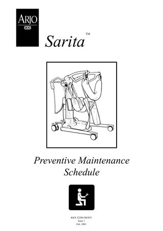 ARJO Sarita Preventive Maintenance Schedule Issue 1 Feb 2001