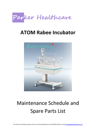 Rabee Periodical Maintenance Schedule & Spare Parts List
