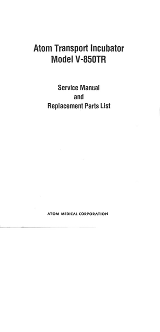V-850TR Service Manual Replacement Parts List April 2001