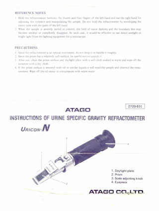 ATAGO Uricon N Specific Gravity Refractometer