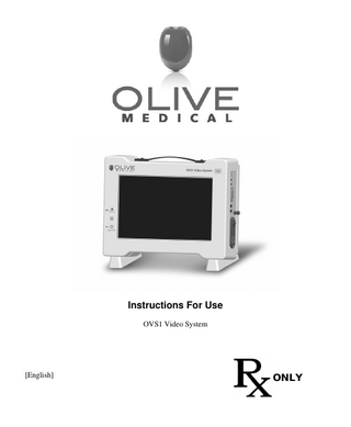 Instructions For Use OVS1 Video System  [English]  ONLY  