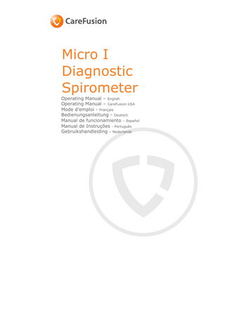 CareFusion Micro I Diagnostic Spirometer Operating Manual Issue 1.2 May 2014