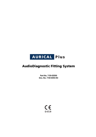 AudioDiagnostic Fitting System Part No. 7-50-03500 Doc. No. 7-50-0350 /03  