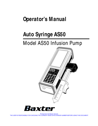Auto Syringe AS50 Operators Manual
