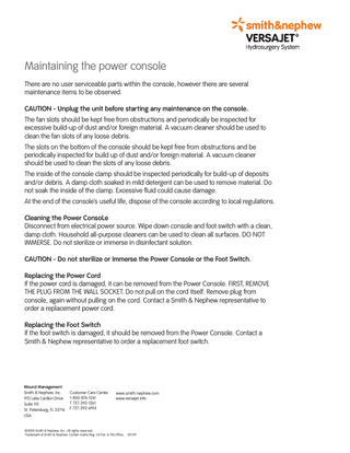 VERSAJET Maintaining the Power Console Guide Sept 2009
