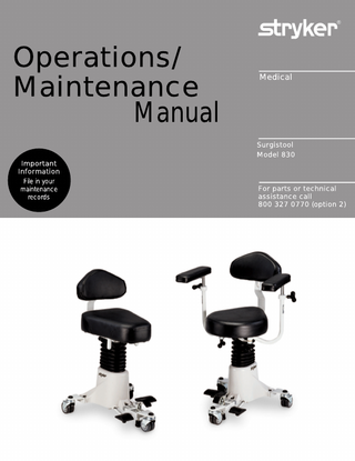Surgistool Model 830 Operations - Maintenance Manual Rev W.1 Dec 2011
