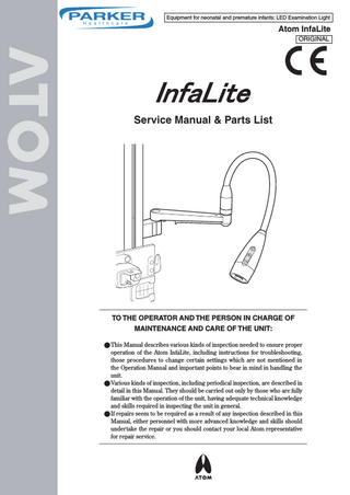 InfaLite Service Manual & Parts List Jan 2013