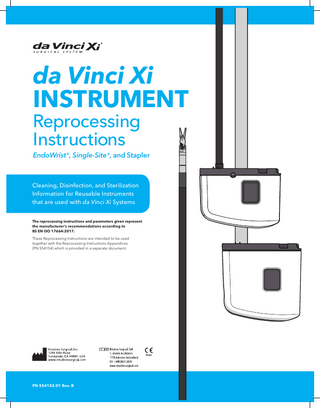 da Vinci Xi EndoWrist , Single-Site and Stapler Reprocessing Instructions 