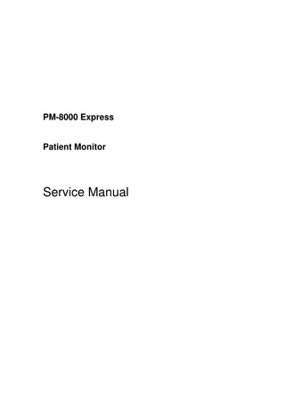 PM-8000 Express  Patient Monitor  Service Manual  