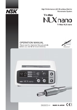 Ti-Max NLX nano Micromotor System Operation Manual Feb 2013