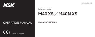 M40 XS and M40N XS Micromotor Operation Manual  Aug  2021