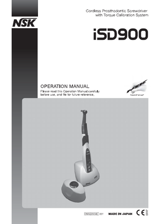 iSD900 Cordless Prosthodontic Screwdriver and Torque Calibration  Operation Manual June 2013