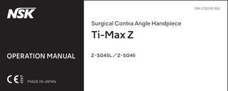 Ti-Max Z  Z-SG45L and Z-SG45 Surgical Contra Angle Handpiece Operation Manual Oct 2015