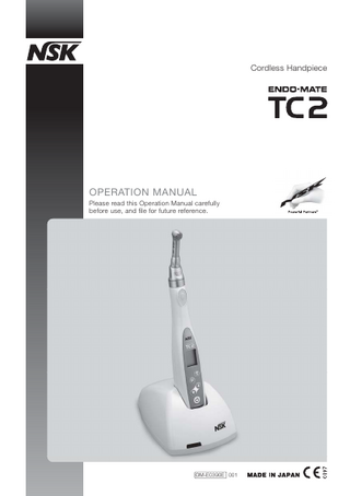 Endo-Mate TC2 Cordless Handpiece Operation Manual Feb 2013 