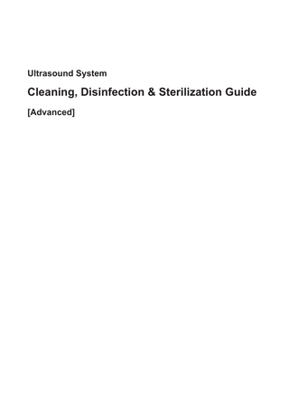 Mindray Ultrasound System Advanced Cleaning, Disinfection & Sterilization Guide