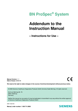 BN ProSpec System Addendum to the Instruction Manual - Version 1.1