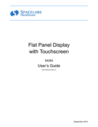 Flat Panel Display with Touchscreen (94265) User Manual Rev C Sept 2013
